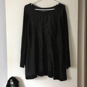 VERONIQUE MILJKOVITCH Black Silk Textured Front Top XL